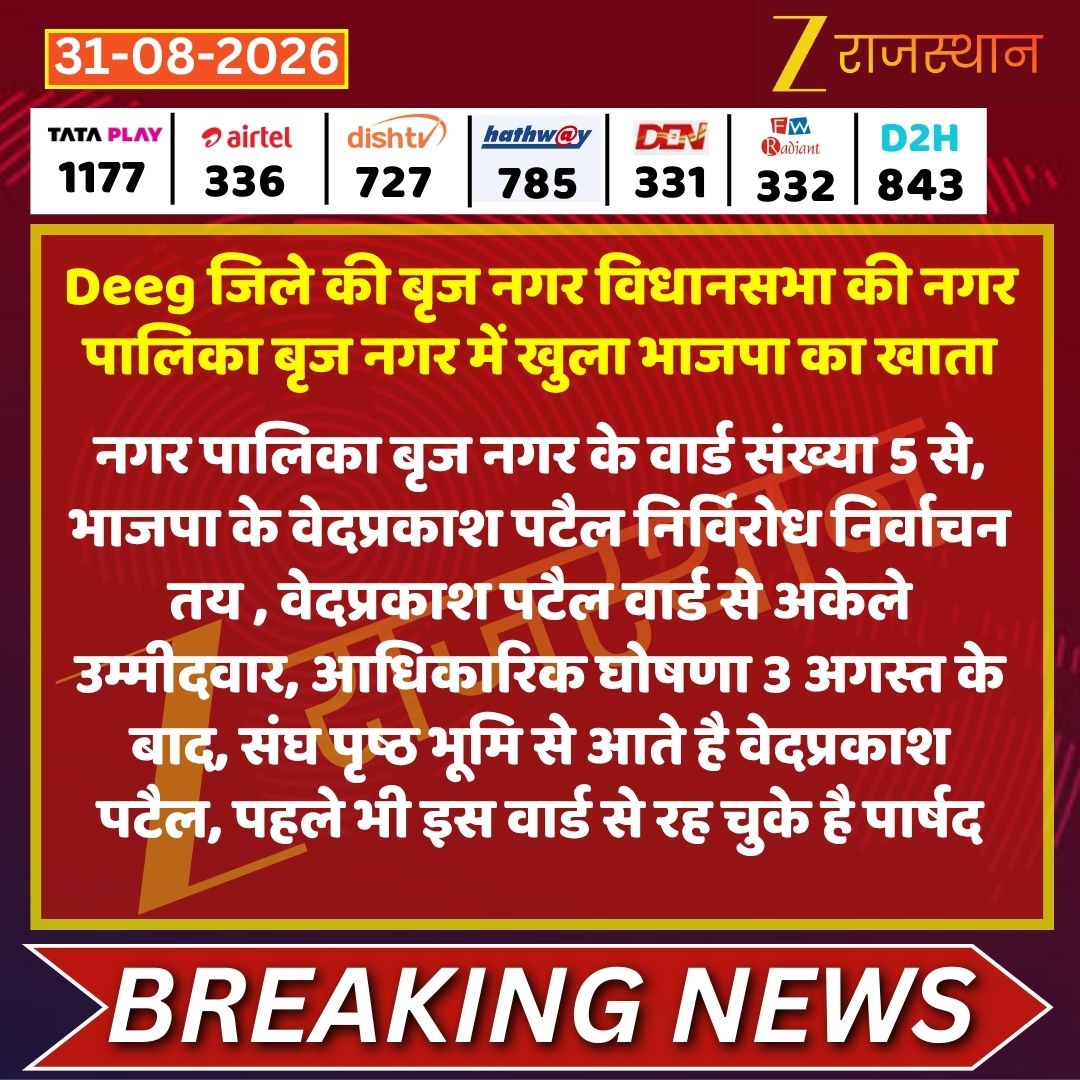 zeerajasthan_'s tweet photo. #Deeg जिले की बृज नगर विधानसभा की नगर पालिका बृज नगर में खुला भाजपा का खाता

@BJP4Rajasthan  @devendra_zee #LatestNews #RajasthanNews #RajasthanWithZee https://t.co/dX3oZBNk16