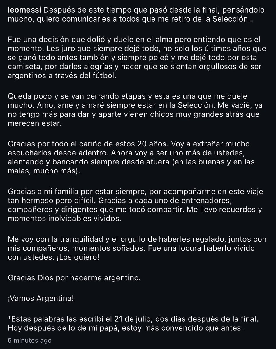 gxldeadam's tweet photo. El ultimó parrafo que escribió Messi me ha dolido https://t.co/dPTobAvsK5