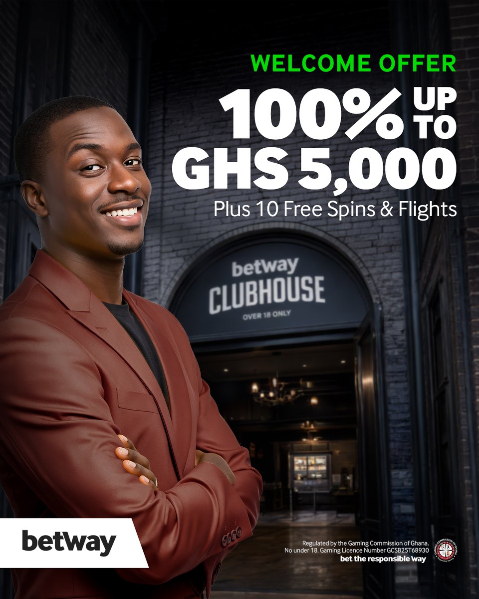 betway_gh's tweet photo. Chale, if you're going to play, play with the right team on this side. 😉
Get rewarded from your very first deposit with:
💰 100% Welcome Bonus up to GHS 5,000
 🎰 10 Free Spins
 ✈️ 10 Free Flights on FlyX

No long stories. No disappointment. Just rewards, excitement, and real thrills from day one.

Join here😜👉 https://t.co/CfI46BUW8X