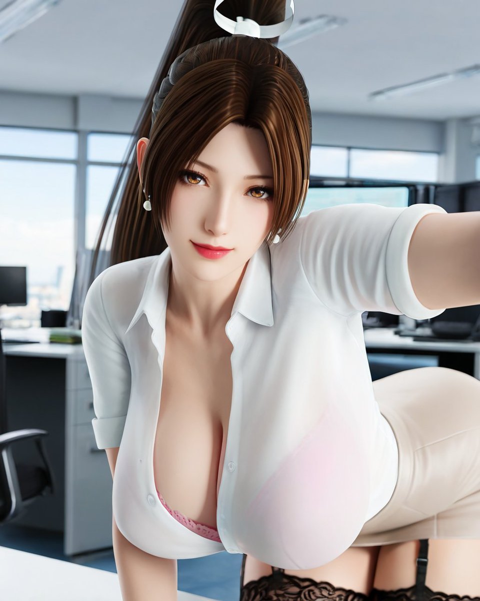 linshi53722's tweet photo. Office Lady x 不知火舞 (Mai Shiranui)

「課長、次の書類はどちらですか…？♡」
オフィススタイルの不知火舞。

#不知火舞 #MaiShiranui #kof #AIイラスト #AIart #ランジェリー https://t.co/V5l5ngDJsi