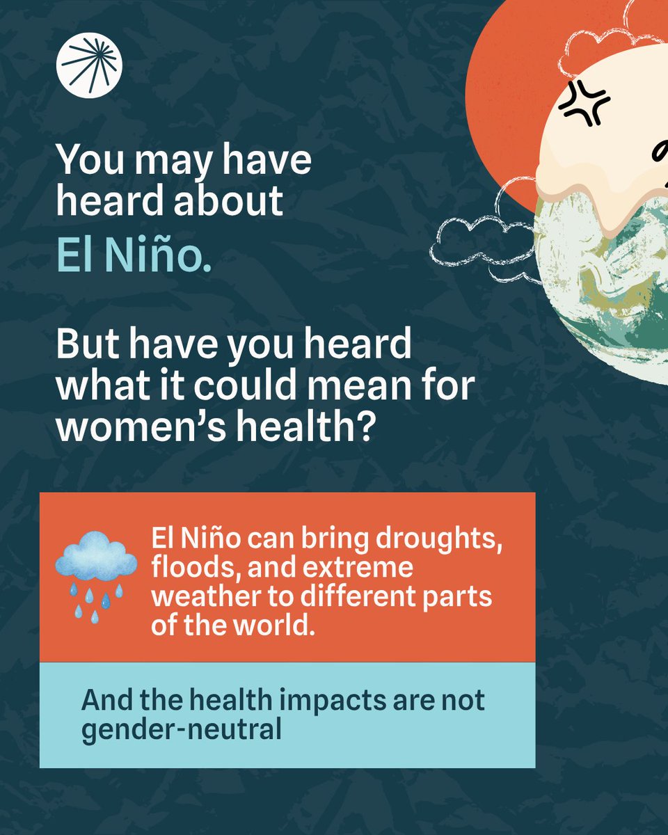womeninGH's tweet photo. You’ve heard of El Niño. But what does it mean for women’s health?

Extreme weather can disrupt food, water and healthcare, increasing risks for women and girls.

Climate change affects everyone, but not equally. We need gender-responsive climate action.

#ClimateAndHealth https://t.co/aJDcIwvHq6