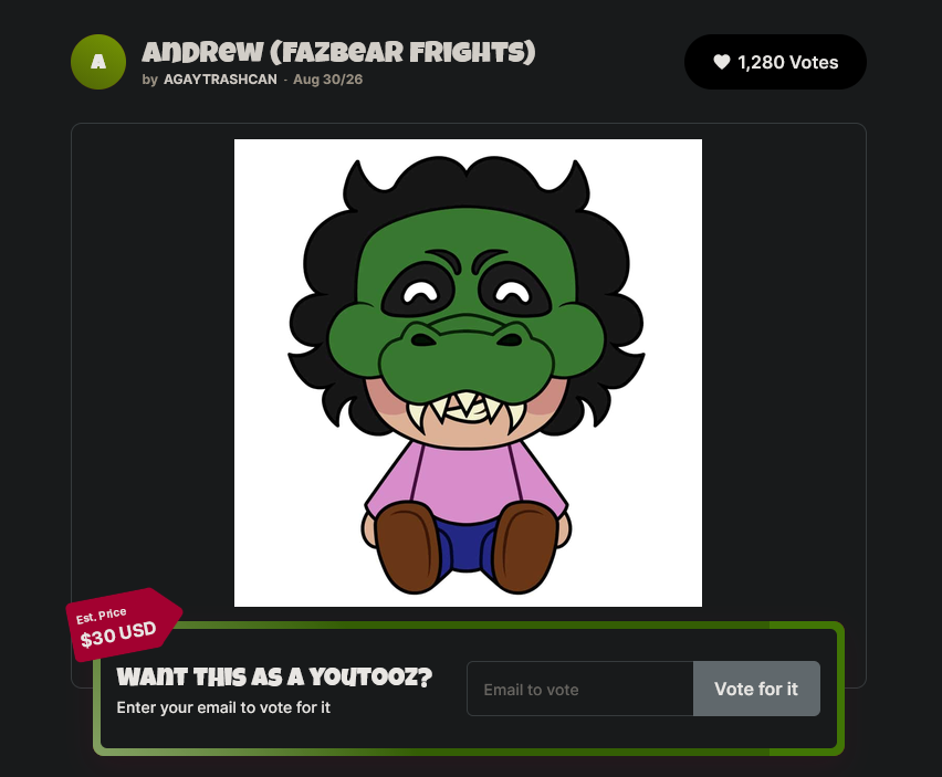 TDReadsBooks's tweet photo. #andrewyoutooz #fnaf @youtooz 
As it was written https://t.co/NGRPrl8cRI