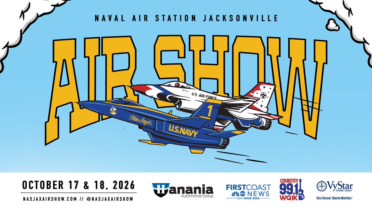 PlanetRadioJax's tweet photo. Get ready for high-flying thrills as the NAS Jacksonville Air Show—The Birthplace of the Blue Angels—returns October 17th and 18th!

Listen on our free iHeartRadio App for your chance to win a pair of Chalet passes!

No Navy endorsement implied. https://t.co/bCXyKjETTl
