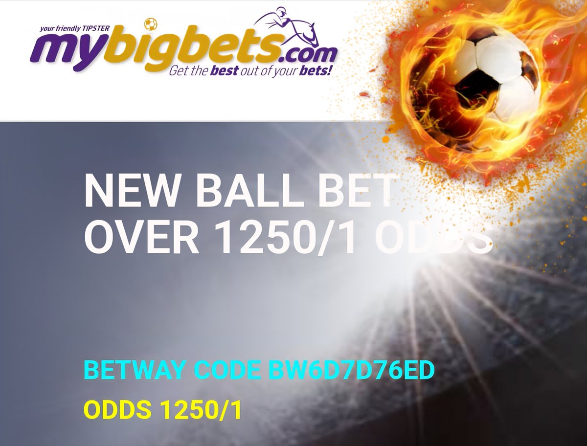 MyBigBets1's tweet photo. 🌆 BALL BET OVER 1 250 ODDS 🌆

⚽️💥💥💥💥⚽️💥💥💥💥⚽️💥💥💥

📣 BETWAY CODE BW6D7D76ED ✅️ 
📣 ODDS 1250/1 ⬇️
📣  BALL BOOM LINK⬇️ 
📣 https://t.co/a7rOASqz3Z ✅️

®️ LET THE BOOMS FIND YOU ®️

MYBIGBETS 🏇🏿🎙⚽️

#MYBIGBETS #BETWAY #BETWAYCODES #HorseRacingTipsters #HorseRacingTips #Boom #soccer #football #BET 
@mhlayisto 
@PeterMthethwa1 
@BenjaminK750 
@Zatoon123 
🥇 Shirley Bassey Number 🎼 🥇