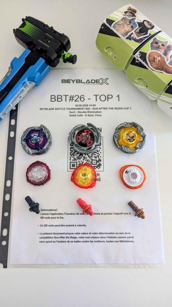 yolksterbeyz's tweet photo. 30.8.26
🥇1st/83 @ Beyblade Battle Tournament #26
8-1

Had the best tournament run of my entire career and faced off against my dear friend @Younsi__, the most handsome blader in finals🔥

Shoutouts to @rpb_ey and @EastiesBBX  !!

#RPBWIN
#EASTIESBBX
#BEYBLADEX
#ベイブレードX https://t.co/e4wopsj2vM