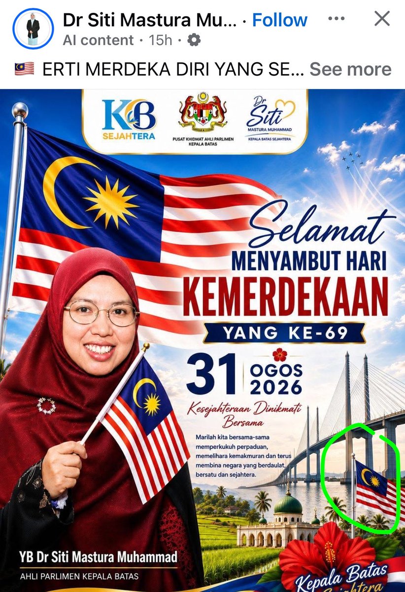 SyedAkramin's tweet photo. Ini lagi seekor, belajar sampai PhD tapi kira jalur pada bendera pun tak reti. Bengap! https://t.co/sSnI8f8wag