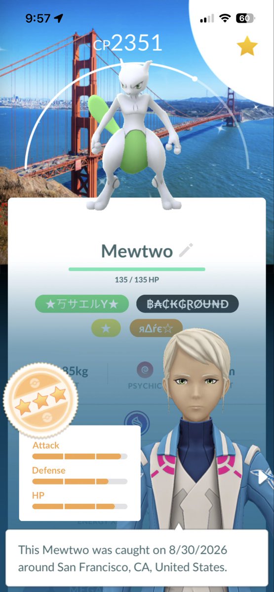 TheReal_Eddiee's tweet photo. No shiny Pikachus, but got real lucky on this Mewtwo X raid at Worlds!

Shiny Mewtwo W/ San Francisco Background🔥🥹🙌🏽
#pokemongo #pokemonworlds2026 https://t.co/Wd0F6CvnGY