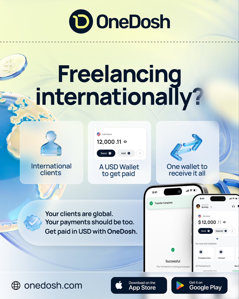 getonedosh's tweet photo. Your clients are global, your payments should be too 🌎💸

Get paid by international clients in USD and manage your money seamlessly with OneDosh, all from one wallet.

Freelance globally. Get paid globally.

#onedosh #freelancing #remotework #globalpayments #crossborderpayments https://t.co/hLlp9DSywp