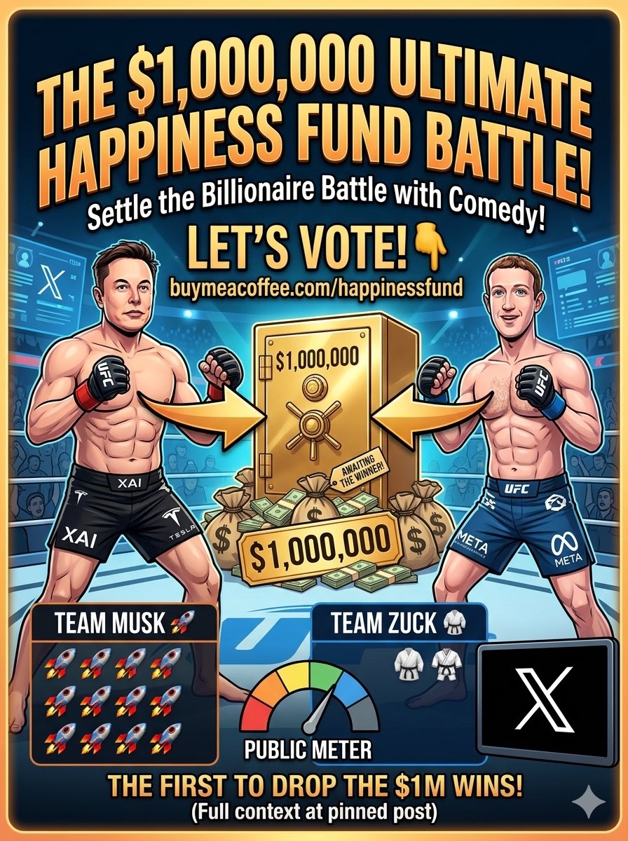 AndreyYabloko's tweet photo. @elonmusk Hey @elonmusk and @zuck! I need $1,000,000 to achieve ultimate happiness. Whoever sends it first officially wins the internet billionaire battle. Your move. ⚔️💸"https://t.co/IHKh19zrGP https://t.co/IozSMAGQok