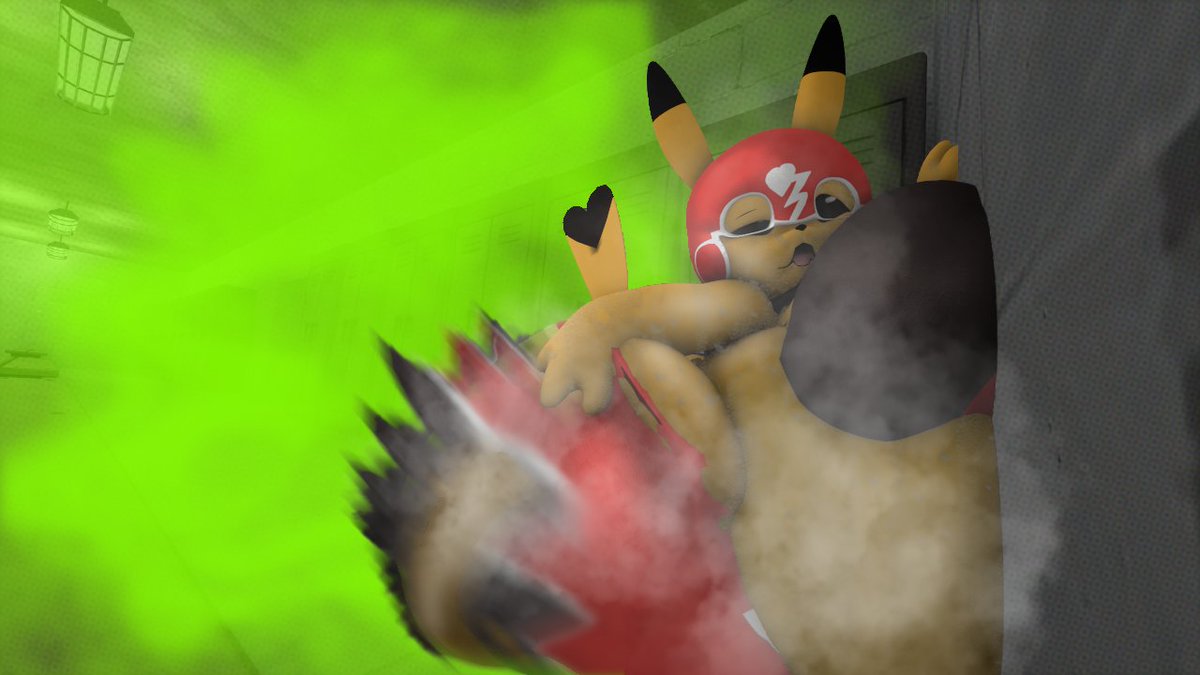 NeonCore1's tweet photo. P@tron Reward:
Seems like Pikachu Libre overindulged in her special protein shake before the match~! Her butt is exploding bad~! You think she'll be able to recover? https://t.co/wCuIfE9zPg