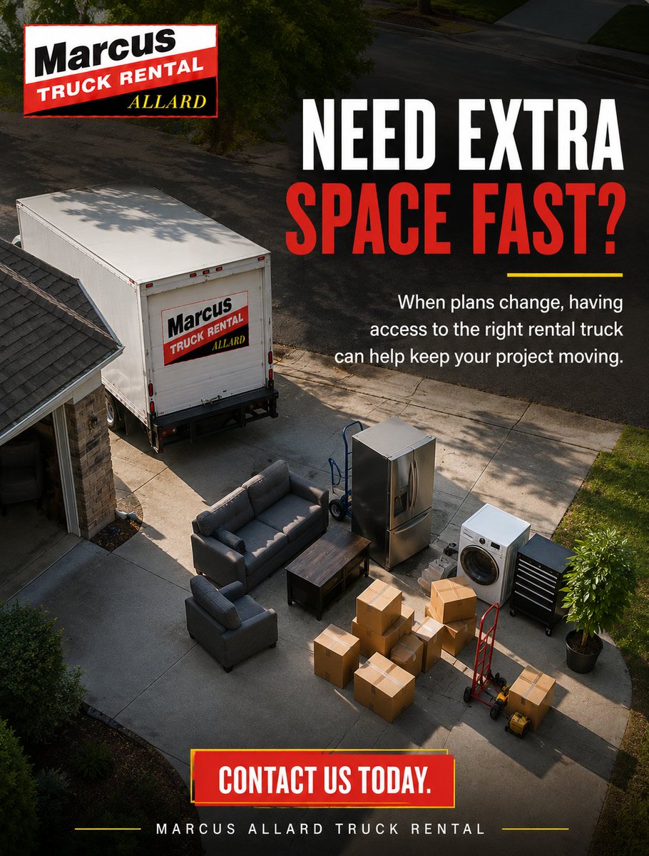MarcusRental's tweet photo. Need extra space for a move, project, or large purchase? Having the right rental truck available can make last-minute transportation much easier. Contact us today.
#TruckRental #MovingSolutions

https://t.co/kvlF6bCNuq https://t.co/5jthX9wHXX