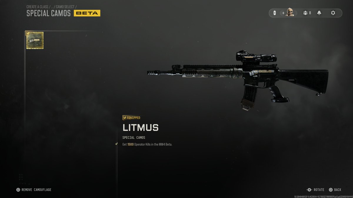 pizzza_bagel's tweet photo. Finally unlocked the LITMUS secret camo!! #MW4 https://t.co/ovQ0Olvvx5
