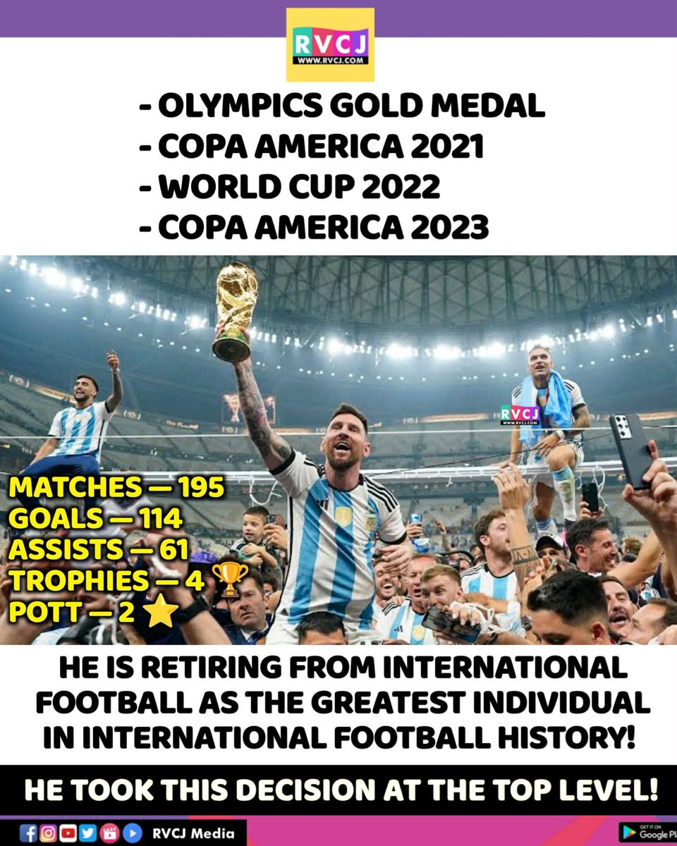 RVCJ_FB's tweet photo. An Incredible International Career of Lionel Messi!!🐐🇦🇷🫡 https://t.co/2vyPDqbaOy