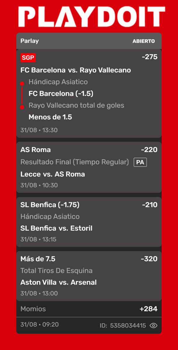 Romanotipster's tweet photo. Les compartimos esta colaboración con mis compare @Lospicksdelrodo 

Vamos por la gloria mis romanos. 

Acabo de hacer una apuesta en Playdoit! haz una parecida a la mía en un solo clic.
https://t.co/4XadwD6VXX https://t.co/OeI53maUfi