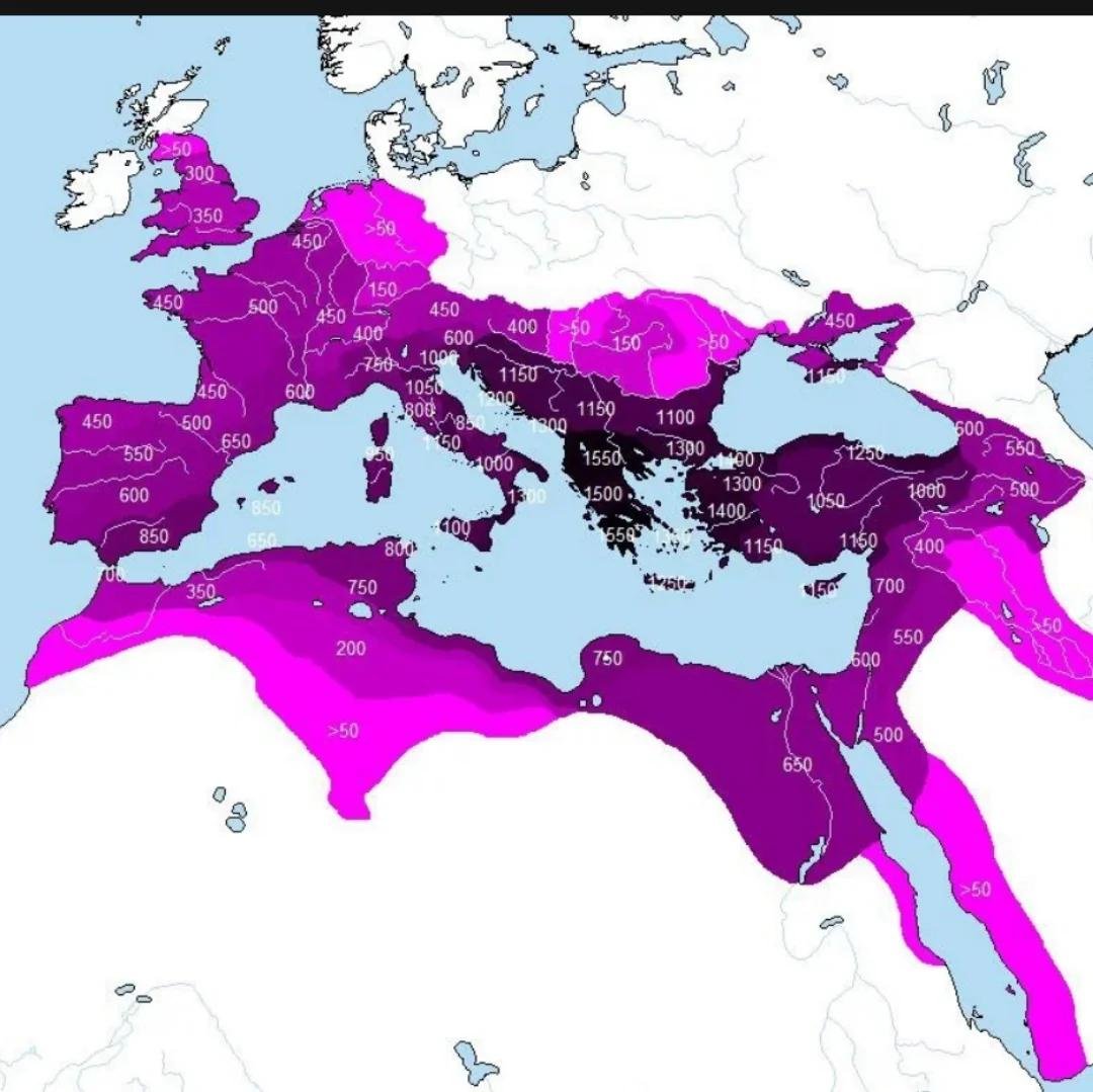 theepicmap's tweet photo. The Roman Empire's Territories by years spent inside it. https://t.co/urtiRq5iCS