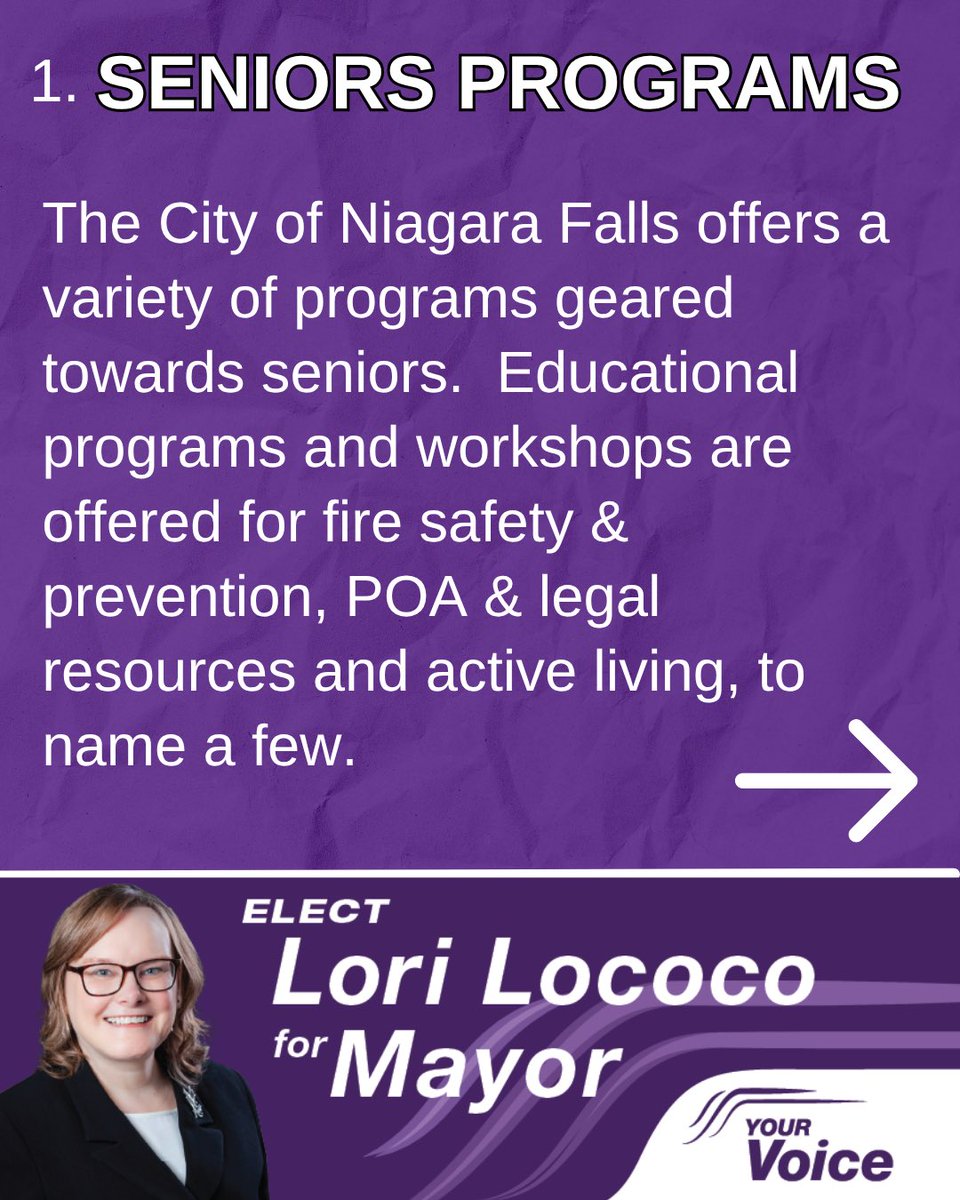 LoriLococoNF's tweet photo. “What does the City of #NiagaraFalls do to #supportseniors?”
There are several programs and services available, including #educationalworkshops, property-tax #rebates and #deferrals, and #SeniorsMonth every June, with special activities & discounts. 👉Info on city website. https://t.co/cwx1MBgzrE