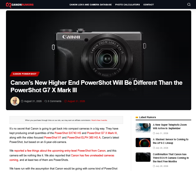FukuiAsobiWeb's tweet photo. Canon Rumorsがキヤノン関連の噂情報を発信。新型PowerShotは1型よりも大きな積層型CMOSセンサーを搭載しているとのこと。今のところ、2026年末か2027年の初期に発表される可能性がある模様。

https://t.co/xVOz3sdvCs https://t.co/EAZ1umxP56