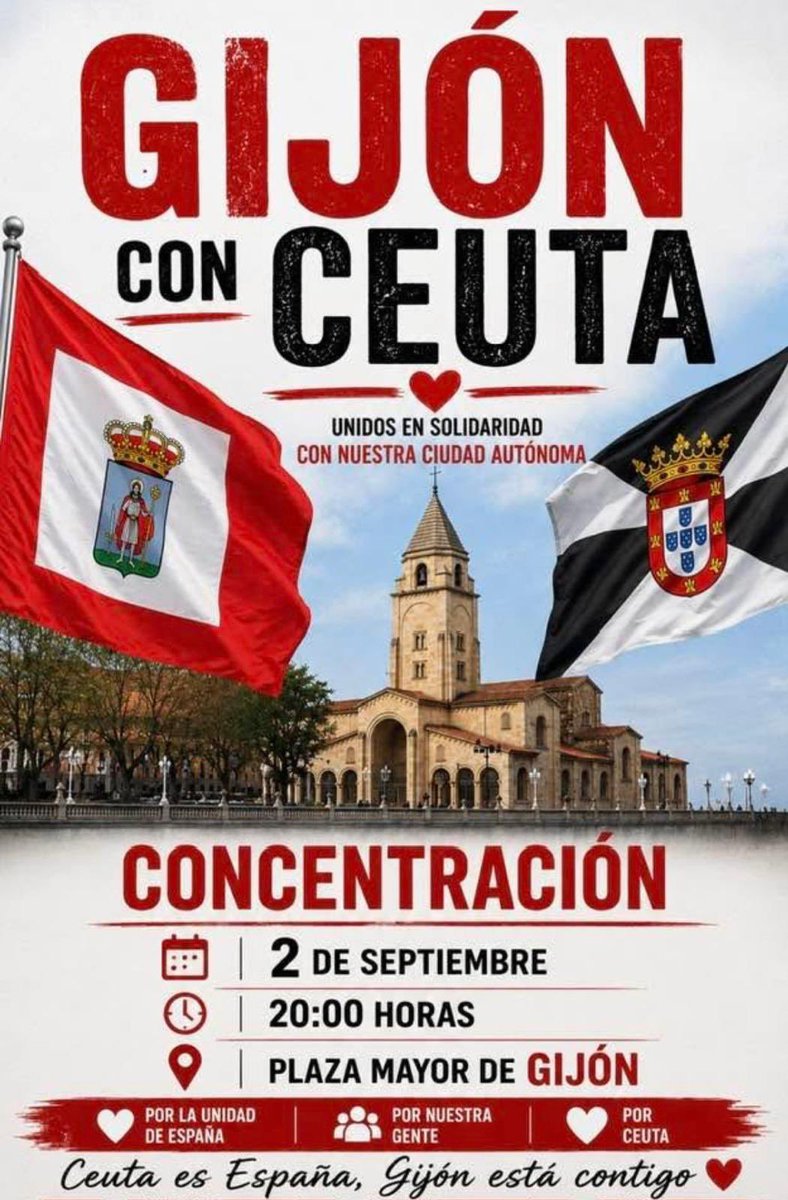Pelayoastur2's tweet photo. El miércoles 2, a las 20:00h en las plazas de los ayuntamientos de toda España.

Por Ceuta, por España.
¡NO A LA INVASIÓN!

Todos apoyando a Ceuta. https://t.co/4yhavfkxZh