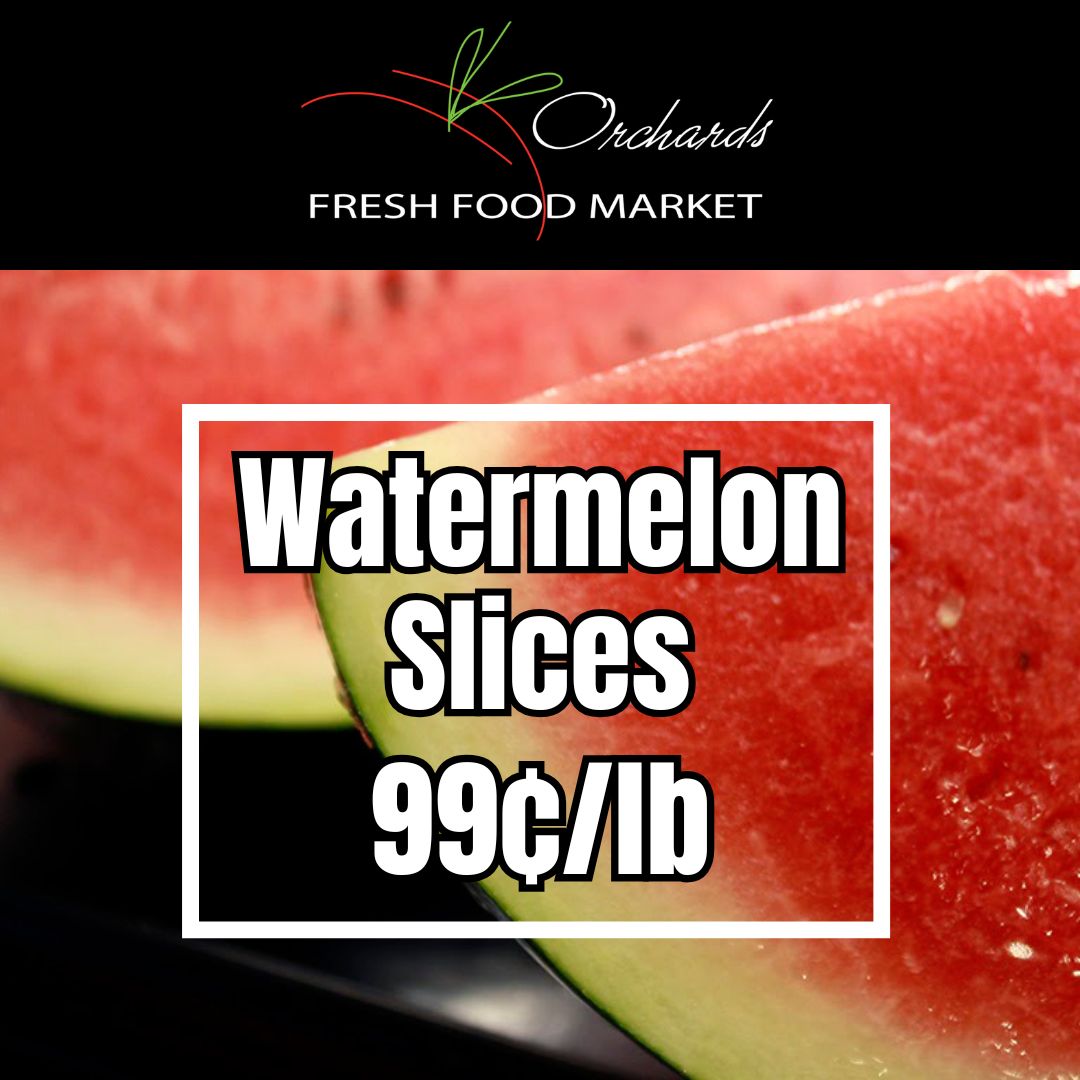 OrchardsFF's tweet photo. Produce Features! Until Thursday September 3rd, 2026 or While Supplies Last!
Watermelon Slices 99¢/lb
2lb Bag Carrots 99¢ each
Ontario Peaches & Cream Corn 99¢ each
2lb Bag Onions 99¢ each
#producemarket #Features #corn #watermelon #onlyatorchards #wherefreshcomesfrom https://t.co/f5QMZ9pFuK