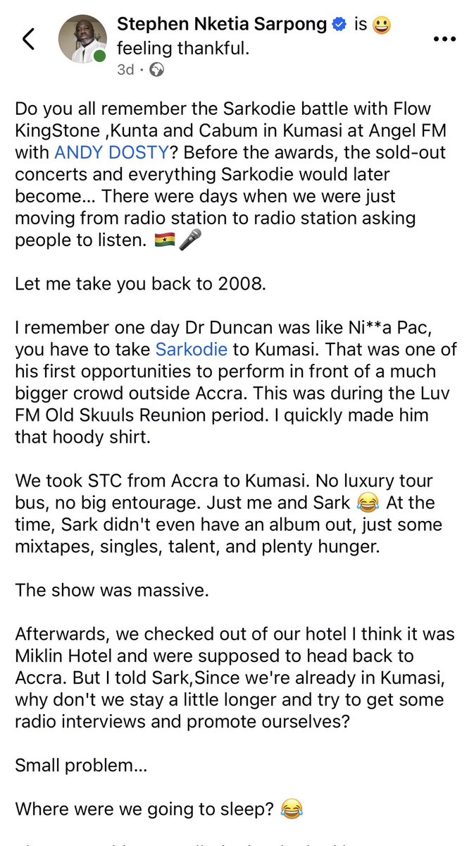 kwame_sarkcess's tweet photo. These are the type of stories about Obidi that I want to see in his documentary or book. Bigups to all these top dawgs for contributing to the making of greatness 👍💯 https://t.co/mZfRBhCjC8