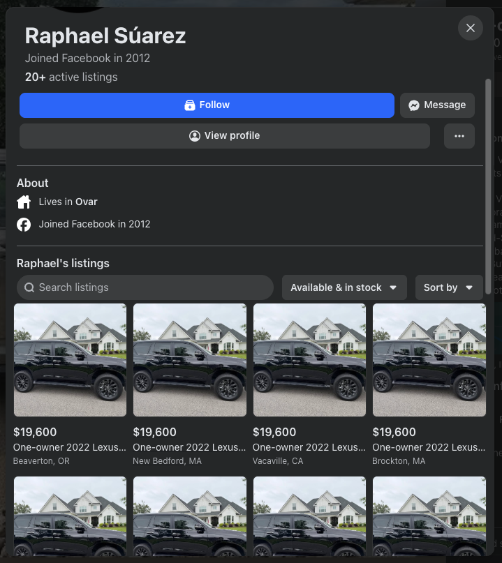 dldawg's tweet photo. Here's one of those examples: #fbmarketplace scams!  Please fix 🙏 @facebook @finkd https://t.co/NeUdJHTpUw