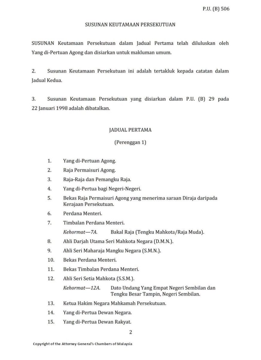 AzfarinazAmran's tweet photo. Susunan keutamaan dalam jemputan kerajaan persekutuan. 
Selebihnya. Korang google la sendiri. 

Nak tipu siapa? https://t.co/nqFB8a74EA