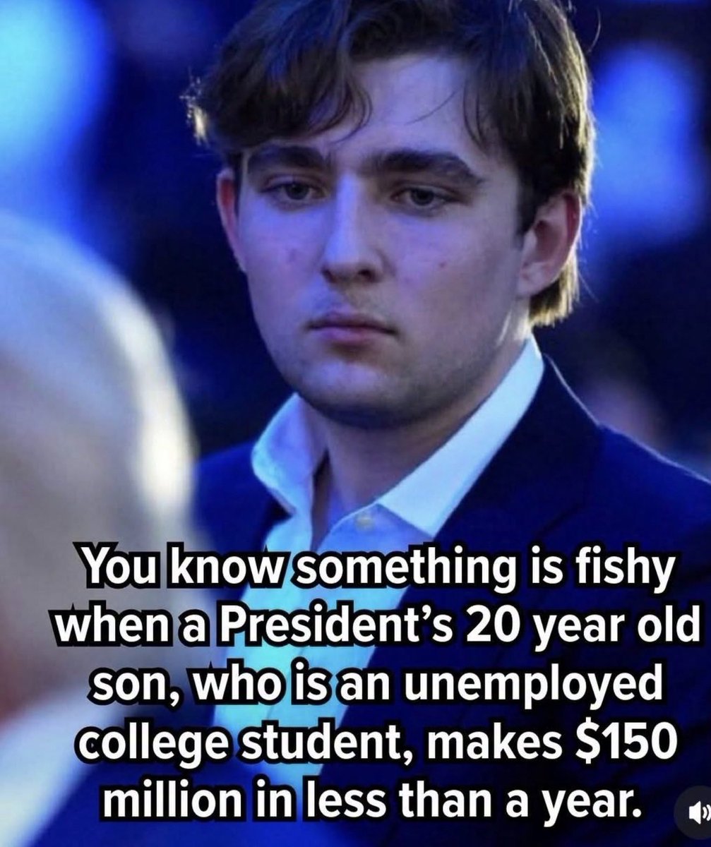 Stornoway_Cove's tweet photo. One of the lower earners in the Trump family this past year.
Don Jr raked in $250 million, Eric $400 million, Ivankaβs earnings are apparently a secret, and Melania just a measly $18 million.
Add all that to Trumps $3 Billion and you can see what a hardworking family they are.. https://t.co/2oqxPXo8Ps