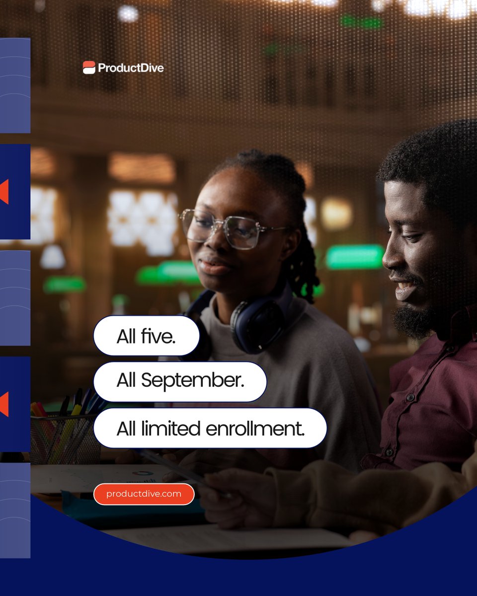 ProductDive's tweet photo. New month, new you? Try new month, new career path. 🚀
5 programs. 5 ways to level up in product. All kicking off in September.

Limited spots. Don't sleep on this one.

https://t.co/U3OsSwMsUJ https://t.co/TlAWbSRfjW