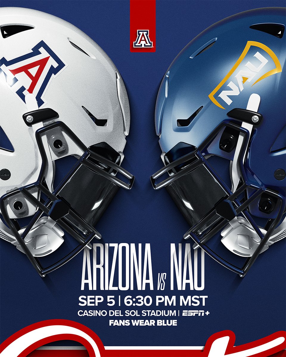 ArizonaFBall's tweet photo. 𝗚𝗔𝗠𝗘 𝗪𝗘𝗘𝗞 𝗜𝗦 𝗛𝗘𝗥𝗘‼️
⏰ 6:30 PM MST
🏟️ Casino Del Sol Stadium
🔵 Fans wear Blue
📺 ESPN+
📻 Wildcats Radio 1290
🚗 https://t.co/ZWFHH81ejZ
📲 https://t.co/j6qVYnqR2V
🏈 https://t.co/xOYMfN1oB0 https://t.co/bJK1ngc28O