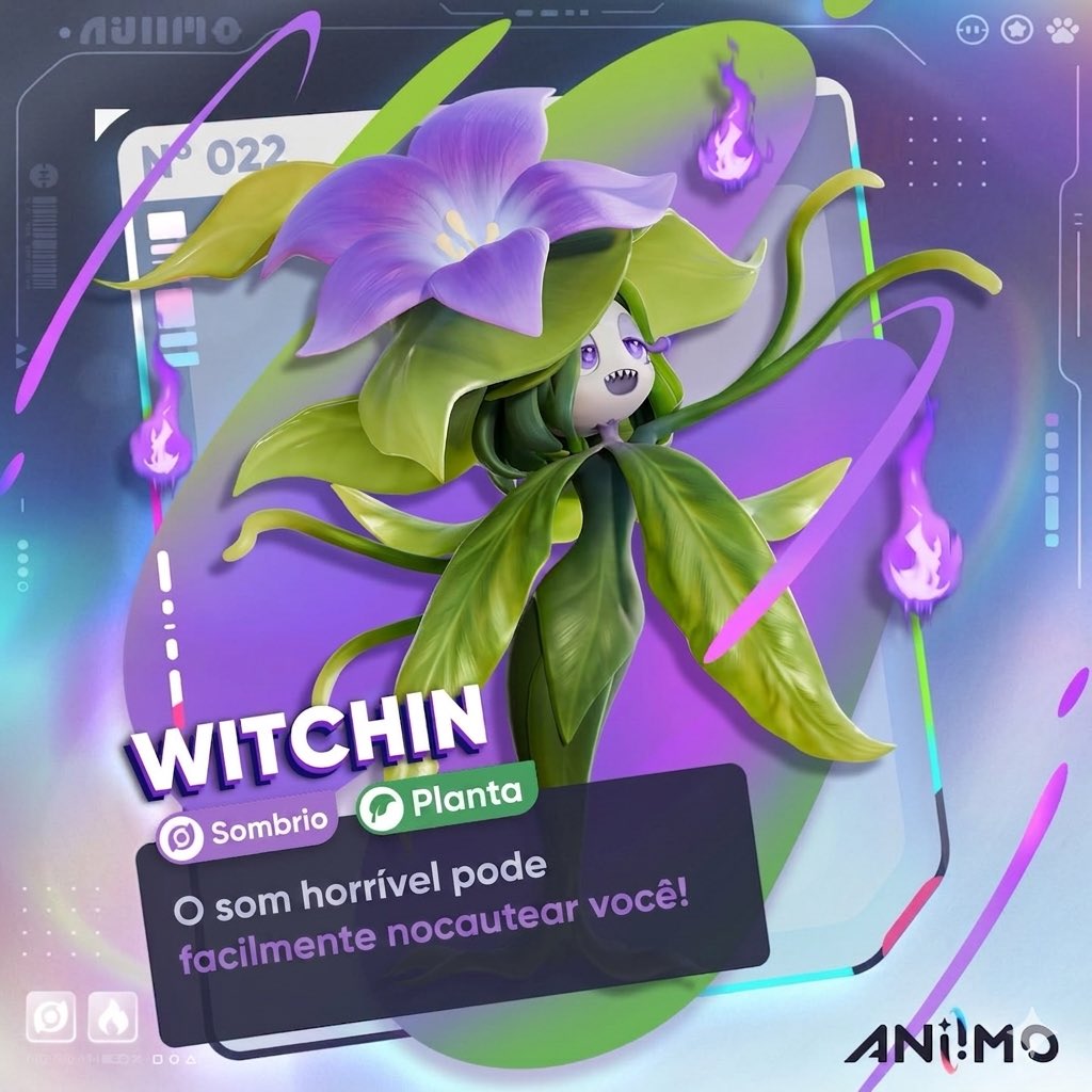 aniimobrasil's tweet photo. 📖 Vol. 2: Witchin

👾Perfil do Aniimo Vol. 2: Witchin

Evoluído de Hummin, este travesso Aniimo dos tipos 'Sombrio/Grama' adora atrair intrusos com seu canto misterioso. 🎵💜
Mas não se deixe enganar pela música: Witchin é especialista em enfraquecer as defesas e deixar suas vítimas tontas, desorientadas e sem entender como foram parar ali. 😈
#aniimo #aniimobrasil #jogos