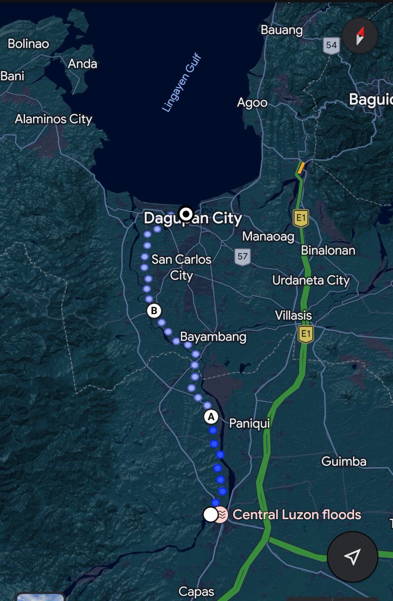 yogawithben's tweet photo. SOBRANG LUNGKOT. 😢 Natagpuan na yung isa sa mga sakay ng sasakyang nahulog sa Agana Bridge, Tarlac. Sa Brgy. Carael, Dagupan, Pangasinan na natagpuan si James Patrick... more than 90 kms. away from Agana Bridge. Sa Lingayen-Dagupan ang labasan ng Tarlac River, na dumudugtong sa Agno River sa Pangasinan.