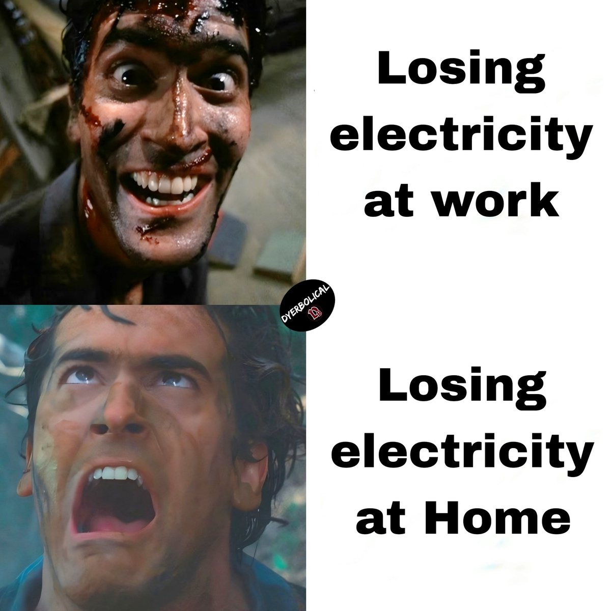 AshySlasheeDB's tweet photo. Losing power at work: Deadite grin.
Losing it at home: Deadite invasion https://t.co/xkybPu8Gdz