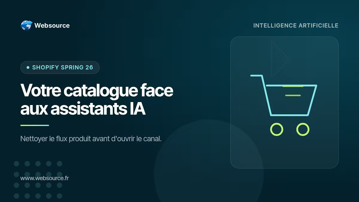 _Websource's tweet photo. Shopify Spring '26 : activer le canal IA de son catalogue ?

https://t.co/aFlA2jetMH #websource #webdesign #seo https://t.co/WekNJS15Kk