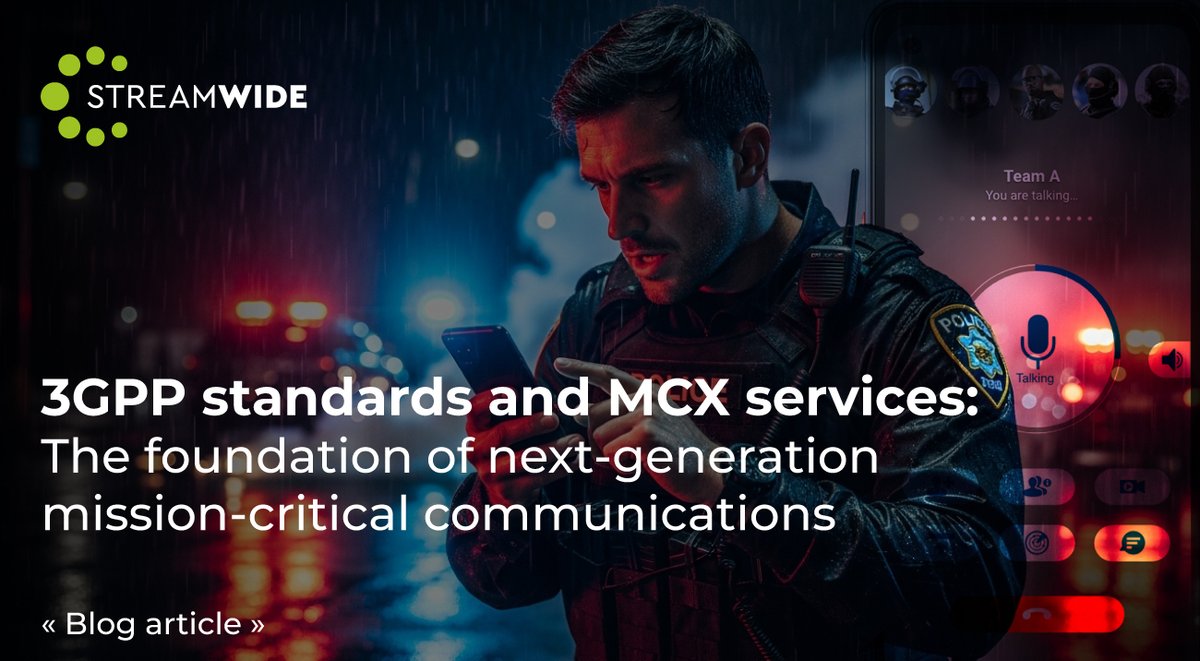 STREAMWIDE's tweet photo. Moving from legacy radio to broadband isn’t a trend—it’s a strategic must for public safety. 3GPP standards + MCX services deliver secure, interoperable, resilient comms.

Discover how MCPTT, MCVideo &amp; MCData power next-gen mission-critical operations:

👉https://t.co/c2QpPQrTNT https://t.co/SyMBxIii4y