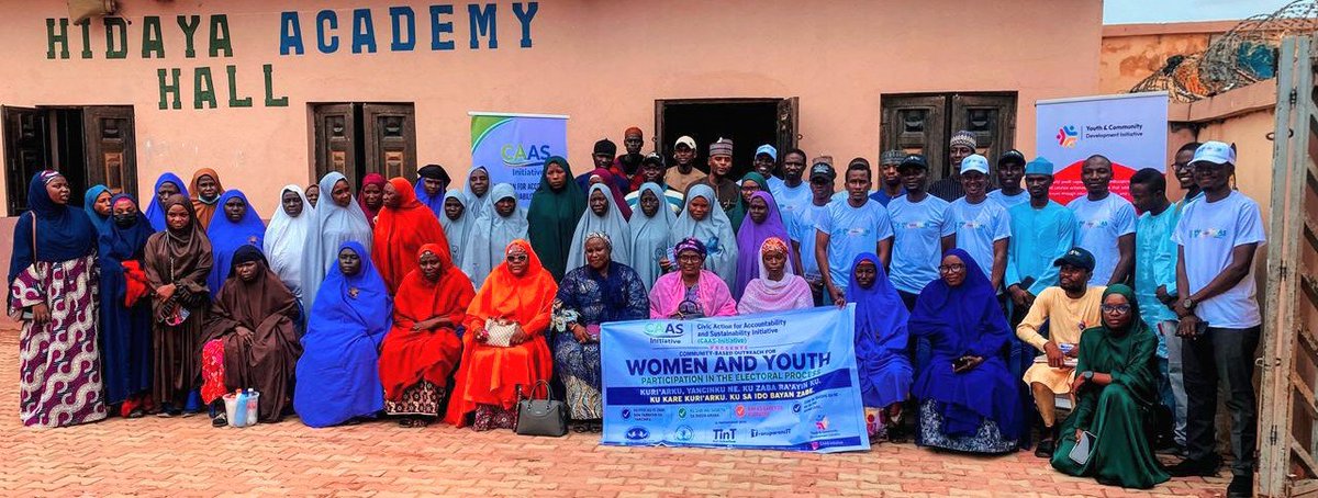 TransparencITng's tweet photo. TransparencIT, in partnership with @Followtaxes, @CAAS_Initiative, SEDF, RAAF, and YCDI, held a community-based outreach in Rigasa on Saturday, 29 August 2026, focused on women and youth participation in the electoral process. https://t.co/9v8lLO3Rzk