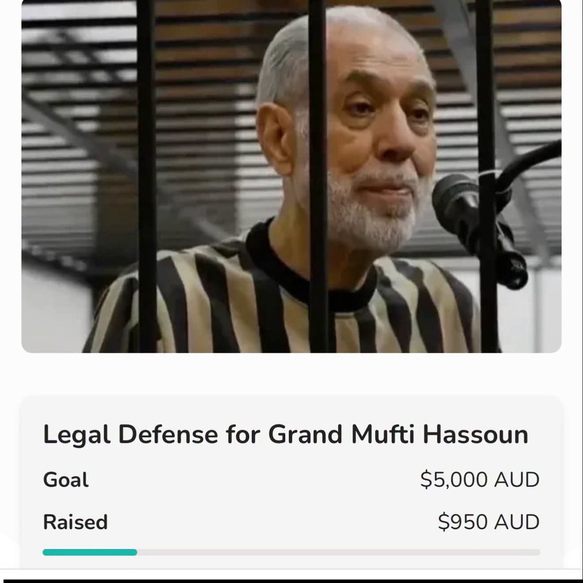 TheRealSalaf's tweet photo. ⚡️🇸🇾 If you ever feel useless, remember Iranian shills are literally crowdfunding in Australia to “free” Assad’s former Grand Mufti. 

Apparently they think Al-Sharaa’s judiciary works like Assad’s old system: collect some cashand buy a criminal’s way out. https://t.co/M73eTFRmA5