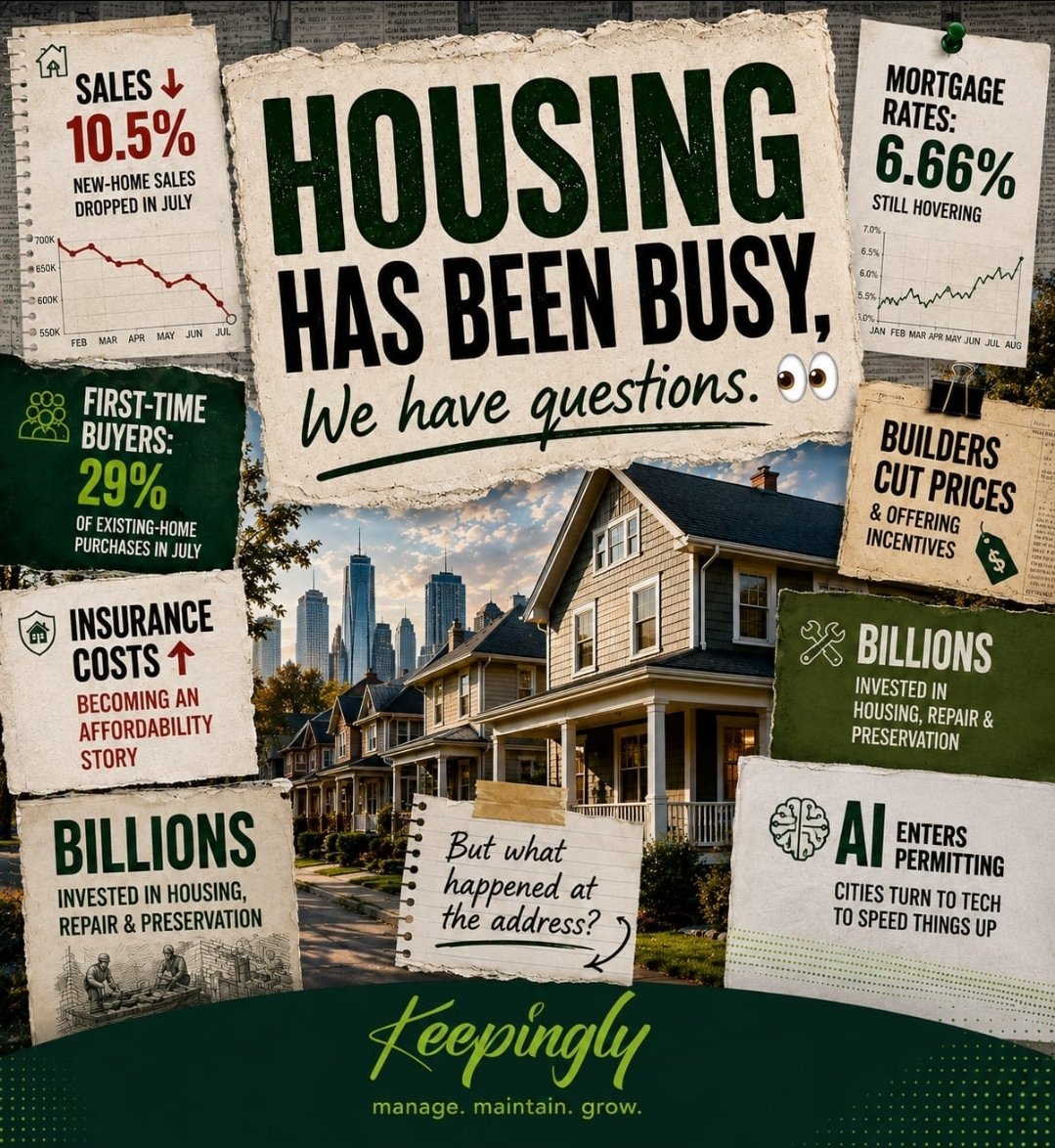 Keepinglyco's tweet photo. Housing has been BUSY. 👀
Sales ↓. Insurance ↑. Rates are still rate-ing. 😩 Billions are moving through housing.
We spend a LOT of time helping people get the keys.
But are we putting the same energy into helping them KEEP them? 🏠
Hmm. 🤔
#Keepingly #Homeownership https://t.co/nuwFp8VyiB