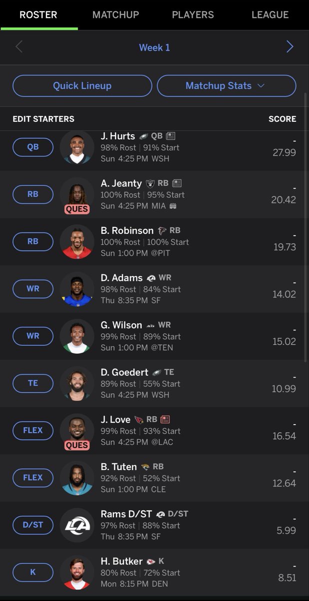 PropAce21's tweet photo. Fantasy football draft last night in a 10-team full PPR league. How’d I do? 👀 https://t.co/JQZQIhwW9D