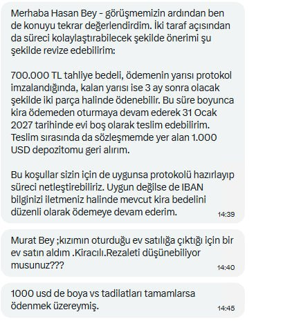 alicimuratt's tweet photo. Görsele iyi bakın. Adam kendi tapulu evini aldı, kiracı evden çıkmak için:

• 700.000 TL nakit tahliye bedeli istiyor

• Çıkana kadar aylarca kira ödememeyi şart koşuyor

• Üstüne 1.000 Dolar depozitosunu istiyor

Ev sahibinin malına çöküp fidye istemek ne zamandan beri kiracı hakkı oldu?

#konut