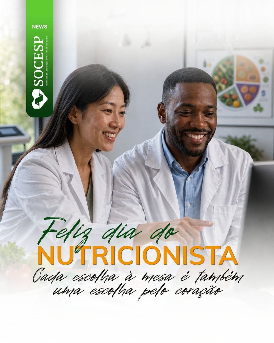 SocCardioESP's tweet photo. Neste Dia do Nutricionista, a SOCESP homenageia os profissionais que transformam conhecimento em cuidado, orientando hábitos que fazem a diferença em todas as fases da vida e ajudam a manter o coração mais saudável. 

#DiaDoNutricionista #Nutrição #Coração #Saúde #Prevenção https://t.co/WZEtPVFLYG