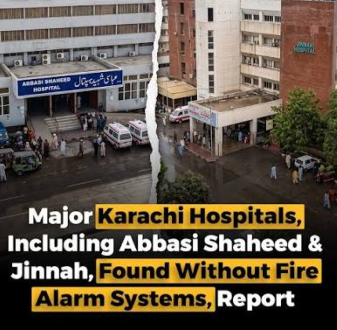 Shayank1691's tweet photo. Alarming Findings🚨 
A fire safety report has exposed major gaps in 22 government hospitals across Sindh. Missing alarms, sprinklers, faulty extinguishers and unsafe wiring raise serious concerns over public safety. #Karachi #Sindh #FireSafety https://t.co/sEcrFsQ5ZX
