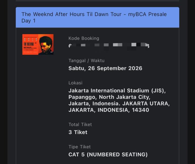 parkbyuul's tweet photo. @fahrizzka WTS 3 tickets (5jt nett) dibantu tuker tiket https://t.co/T8dSGthxay