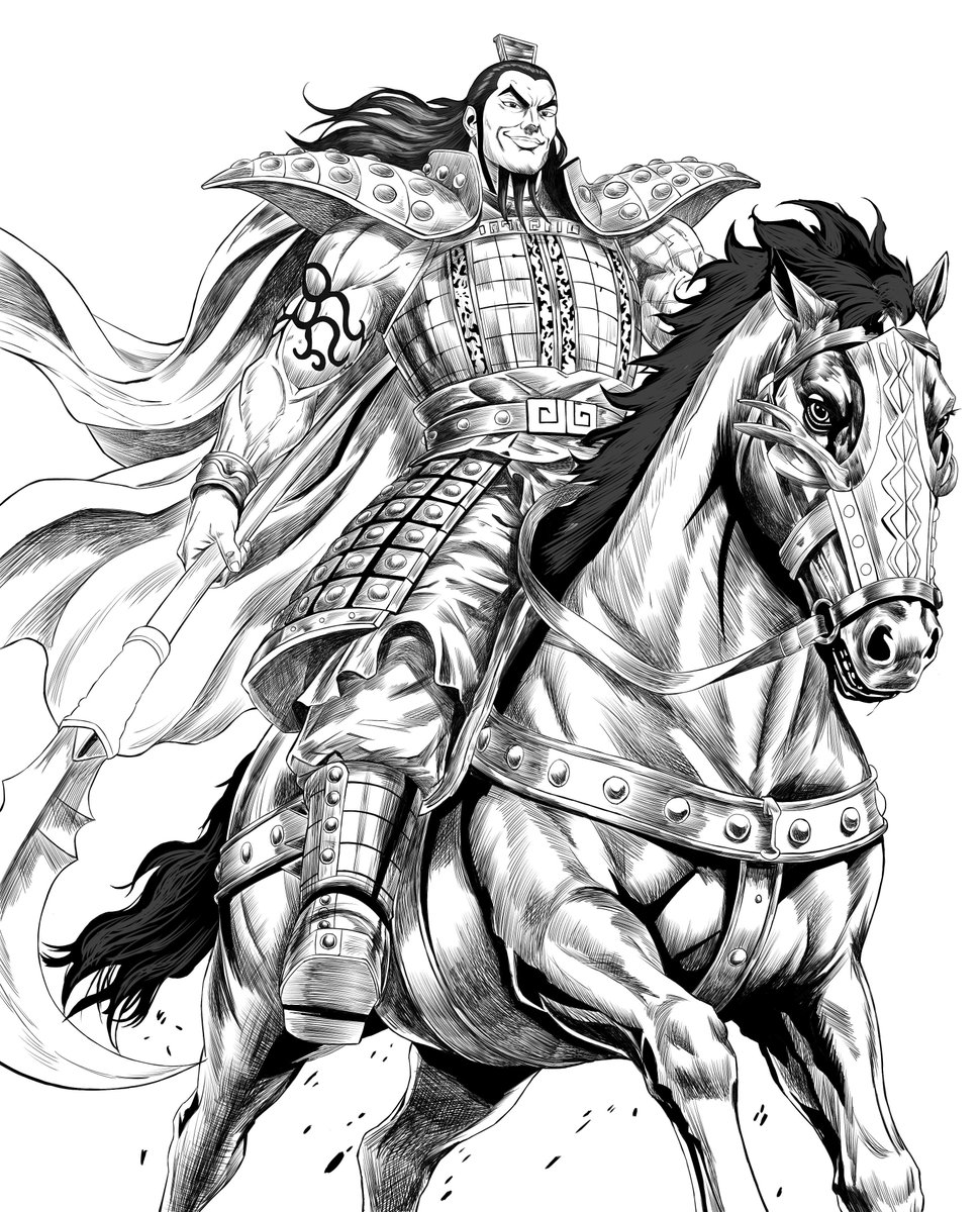kasum_139998's tweet photo. 王騎将軍の線画描けた！✊✊
色塗りするけど、白黒でもかっこいいね！

 #キングダム https://t.co/nRh4EFodDg
