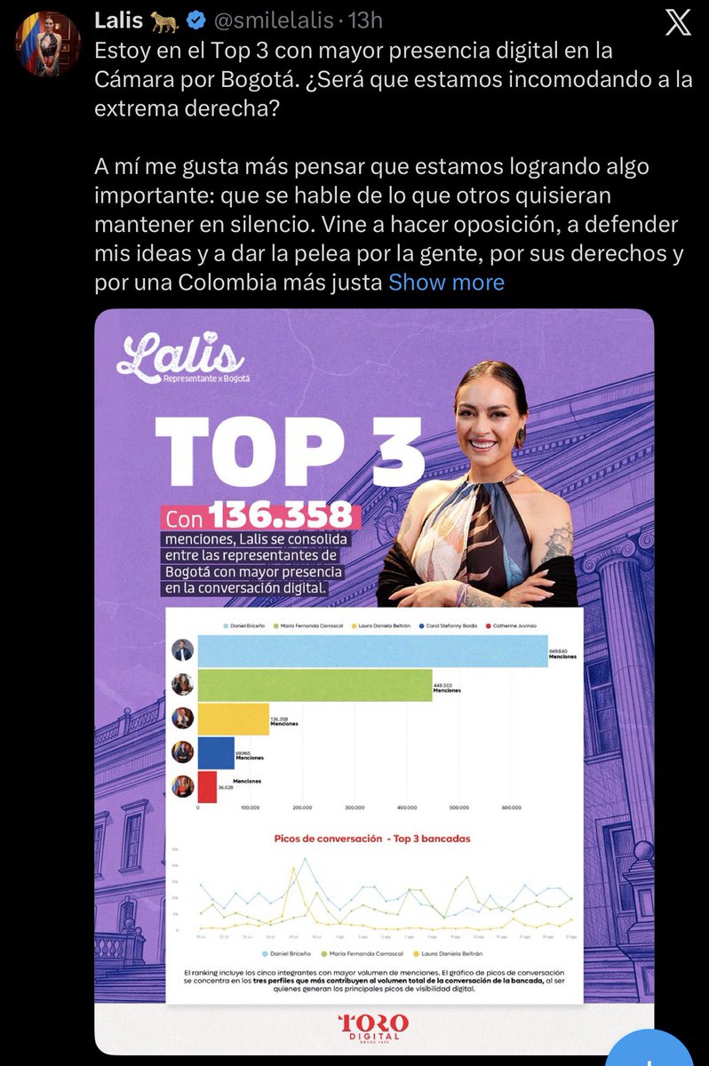 camargohxc's tweet photo. ¿Como les parece esta joya?

El ser congresista para las HONORABLES Dras @smilelalis y @EsmeHernandezSi queda reducido a una especie de reinado o concurso sobre quien tiene más likes dentro del @PactoCol.

Lo triste es que la mayoría del contenido que trinan son absolutos disparates, salidas en falso y argumentos que toca estar constantemente corrigiéndoles.

Cómo me gusta hacer preguntas, les transmito HONORABLES 
PARLAMENTARIAS:

¿Cuanto de ese tráfico fueron denuncias o autocrítica ante los casos de @LevyRincon, @LaMalpa_rida, @gabymunozz_, @ElizbethCristi7 María Zawady o Juliana Guerrero?

¿Cuánto de ese tráfico en X correspondió a fake News contra el gobierno?

¿Cuánto de ese tráfico en X fue publicado desde los territorios afectados por el terremotos y no desde sus lujosos apartamentos en el norte de Bogotá?

Podría quedarme haciéndoles más h más preguntas, pero con que respondan esas tres me doy por bien servido.

Ah, y una última cosa, si fuera posible, díganle a sus compañeros @IvanCepedaCast, @ISAZULETA y @MafeCarrascal que porfavor me desbloqueen que quisiera preguntarles algunas cositas.

Cómo es costumbre, SERÍA UNA LÁSTIMA que la ciudadanía les hiciera conocer estas humildes preguntas.

Excelente lunes a todos.