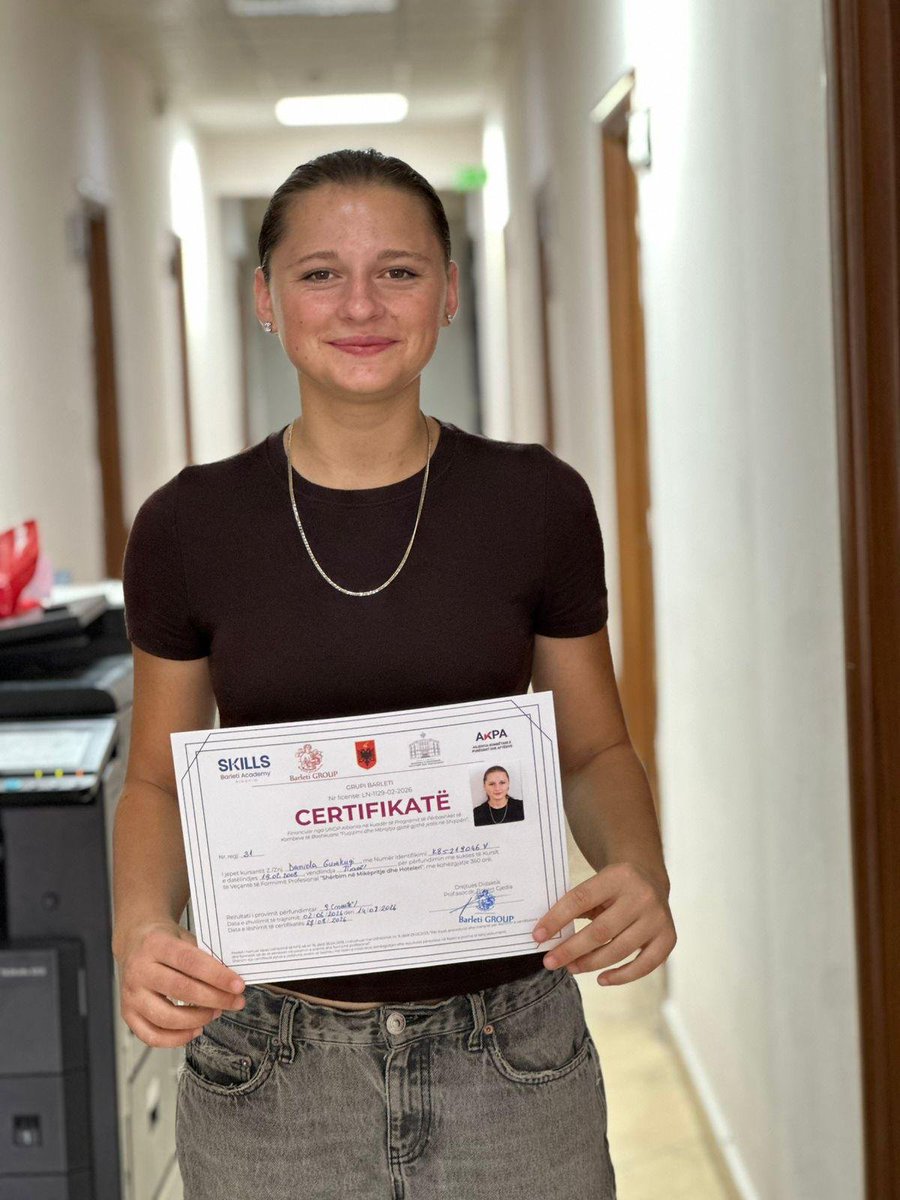 UNDPAlbania's tweet photo. Through the @JointSDGFund-funded @UN_Albania project #LEAP, 20 young women&amp;men completed vocational training in Hospitality&amp;Hotel Services—gaining practical skills&amp; new opportunities into Albania’s growing tourism sector.
Our STORY has more: 🔗https://t.co/RoGpg5y9Ji
@UN_Albania https://t.co/Biy4QBjCX1