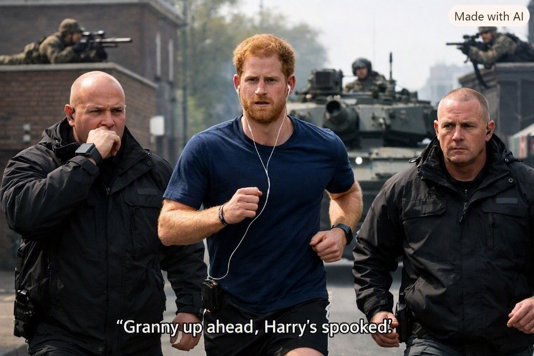 Caterinna313's tweet photo. Just Harry out for a casual run. https://t.co/vn7716UtD3