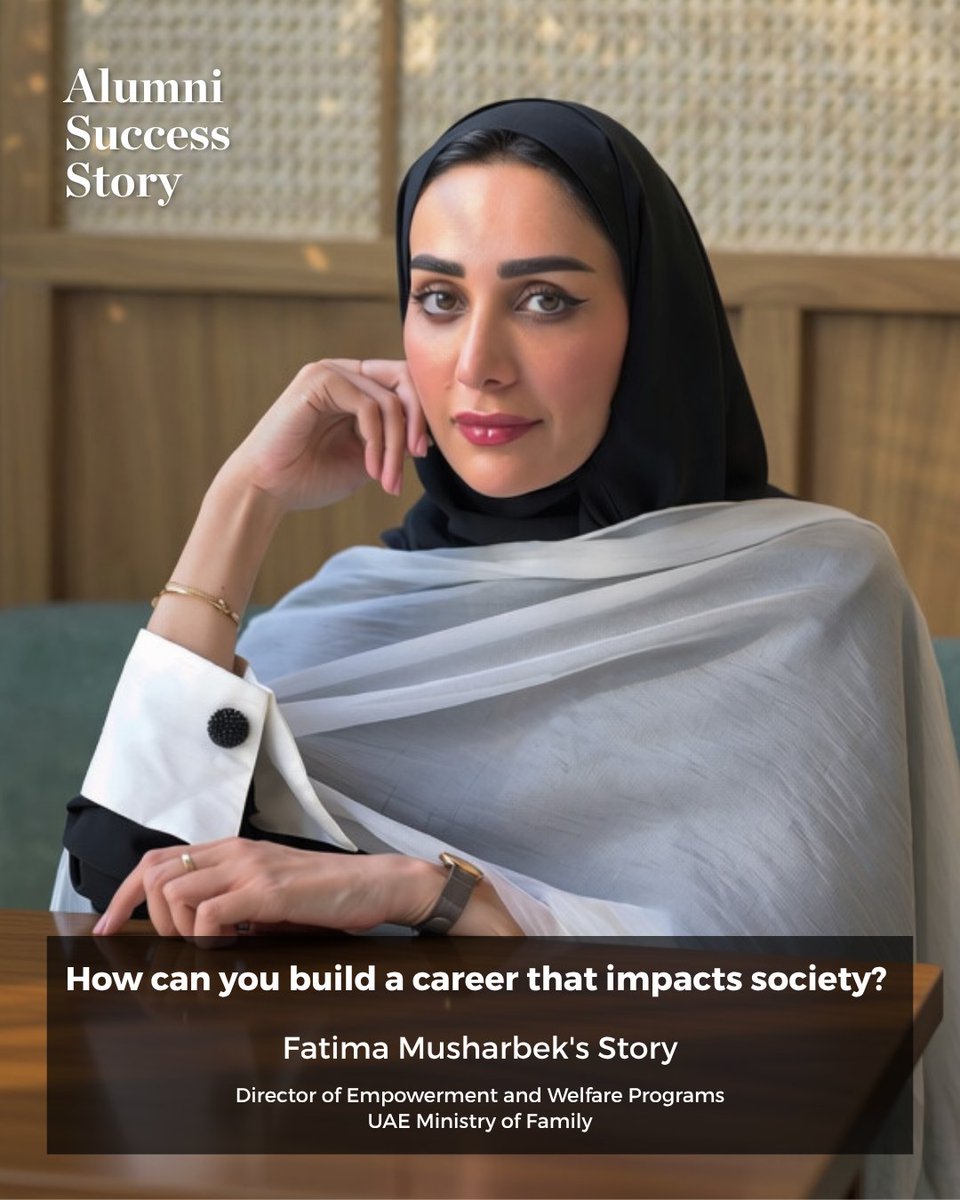 UOWD's tweet photo. In celebration of Emirati Women’s Day 2026, we are proud to recognise UOWD alumna Fatima Musharbek.

From leading inclusive museum practices to her role at the Ministry of Family, her journey reflects purpose-led leadership and impact.

Read more here: https://t.co/qu930BTs6N https://t.co/cFWNcRvApU