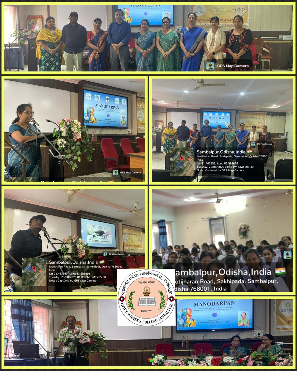 gwcsbp's tweet photo. ‘Manodarpan’ Programme Held at Government Women’s College, Sambalpur

Government Women’s College, Sambalpur, organised a programme titled ‘Manodarpan’ on 25 August 2026 under the chairpersonship of Principal Professor Kalpana Meher. https://t.co/62HmokeI4O