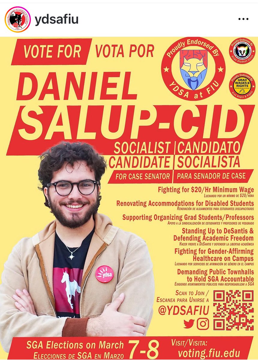 emiliotgonzalez's tweet photo. Another #Miami Marxist.

Daniel Salup-Cid, is #Cuban-Chilean, a leader of DSA and was Natl Co-Director of Young DSA.

Headed YDSA group @FIU.

Served on DSA Natl Political Committee, the 27-member governing body.

Member of DSA Trotskyist Caucus and Cuba Solidarity Working Group https://t.co/OuZix1xZqC