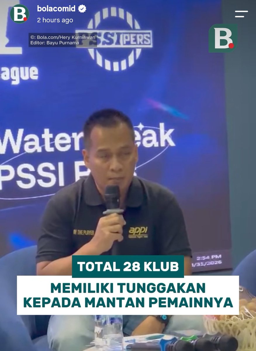 indosupporter's tweet photo. 🚨KLUB MENUNGGAK GAJI

Legal Officer @APPI_info , Muhammad Agus Riza Hufaida, menyebutkan masih ada klub menunggak gaji pemain.

Klub Super League - Liga 4
- 303 pemain
- Total nominal Rp14,8 Milyar++

• Super League
PSM Makassar

• Championship
Semen Padang, PSMS Medan, Persiku Kudus, PSIS Semarang, RANS FC, PSBS Biak.

• Liga Nusantara
Sriwijaya FC, Persikota Tangerang, Persipa Pati, Persitara Jakarta Utara, Persibo Bojonegoro, Persekat Tegal, Persinab Sang Maestro.

• Liga 4
Persiwa Wamena, Persid Jember, Bantul United, Depok Raya FC, PSM Madiun, PS Siak, Kalteng Putra, Pakuan City, Persewar Waropen, Persikab Kab Bandung, PSGJ Cirebon, Persikabo 1973, Waanal Brother FC.

--📷IG/bolacomid
